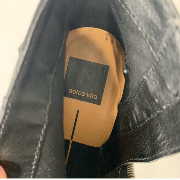 DOLCE VITA x Revolve Yazmina Leather Chain Rocker Ankle Boots in Onyx Sz 7.5 - Picture 6 of 13